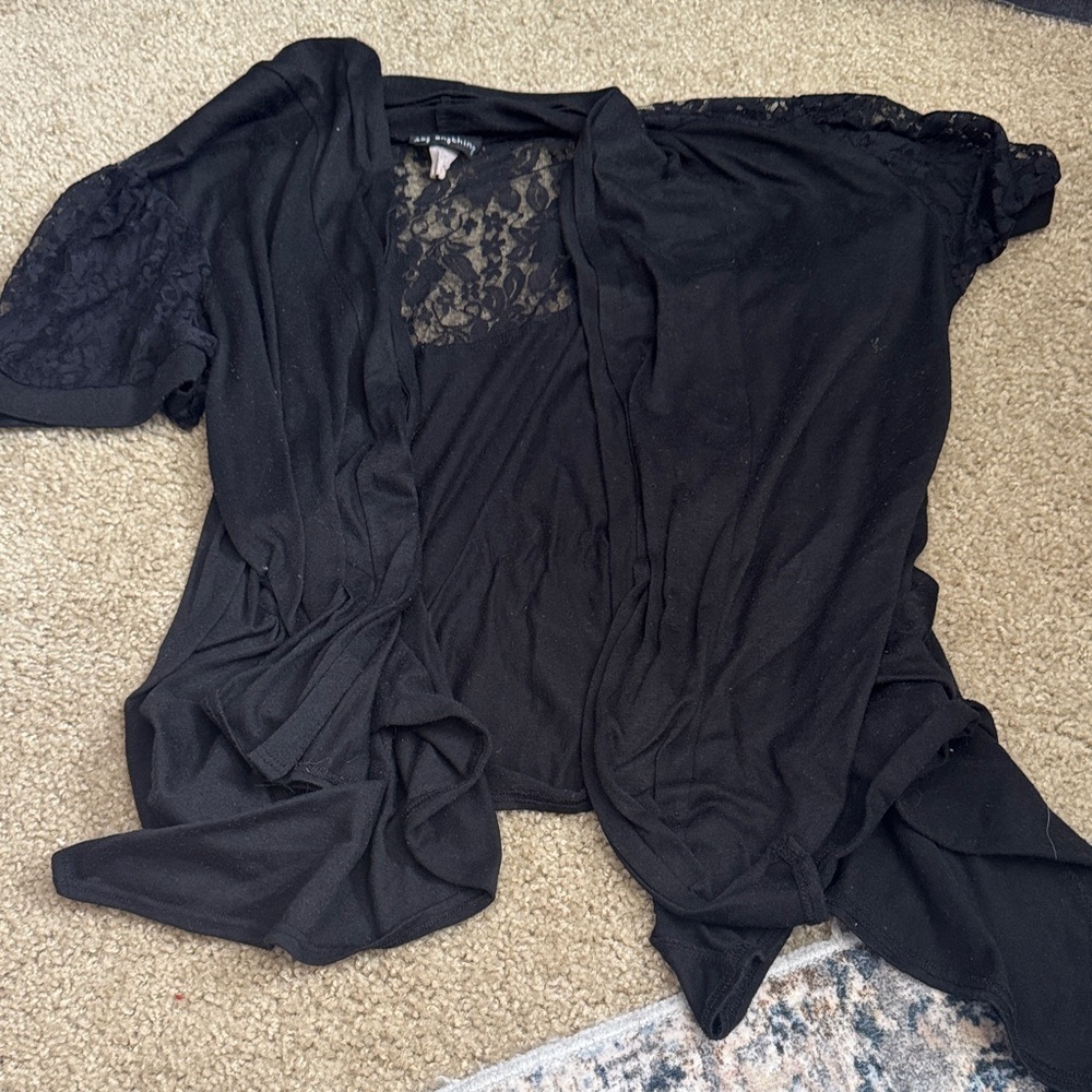 Chic Black Lace Women's Cardigan